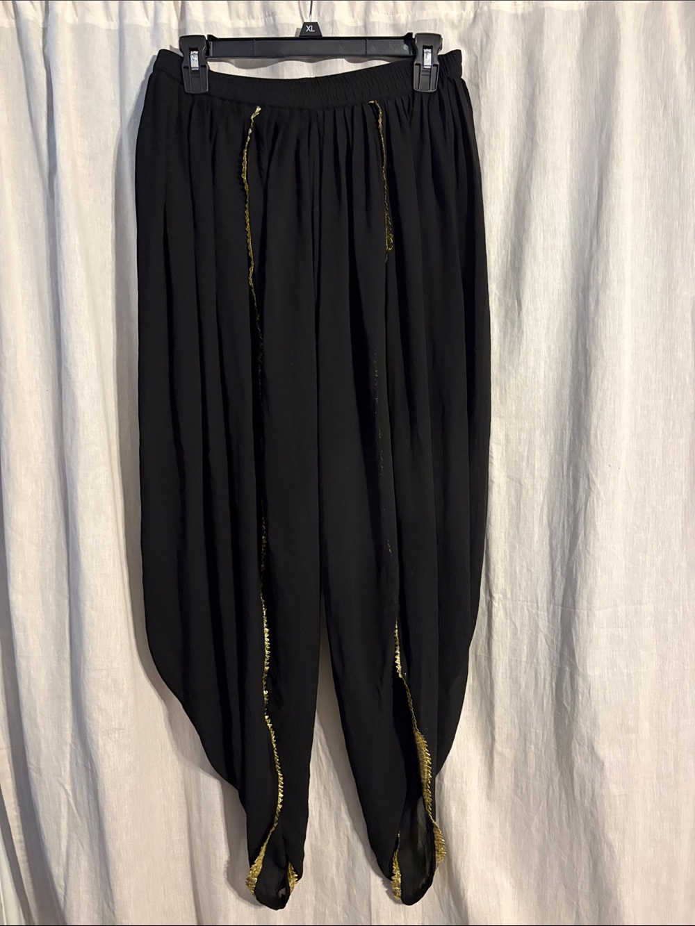 Vintage Draped Women's Harem Pants with Gold Trim